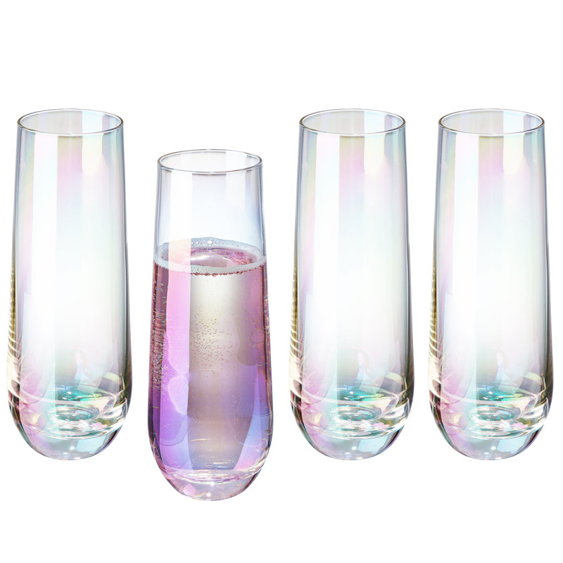 Mercer41 Gerelene 4 Piece 9oz. Glass Flute Glassware Set & Reviews